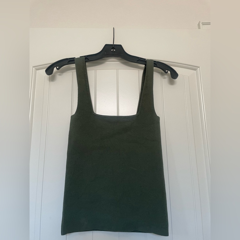 Leith Olive Green Knit Top